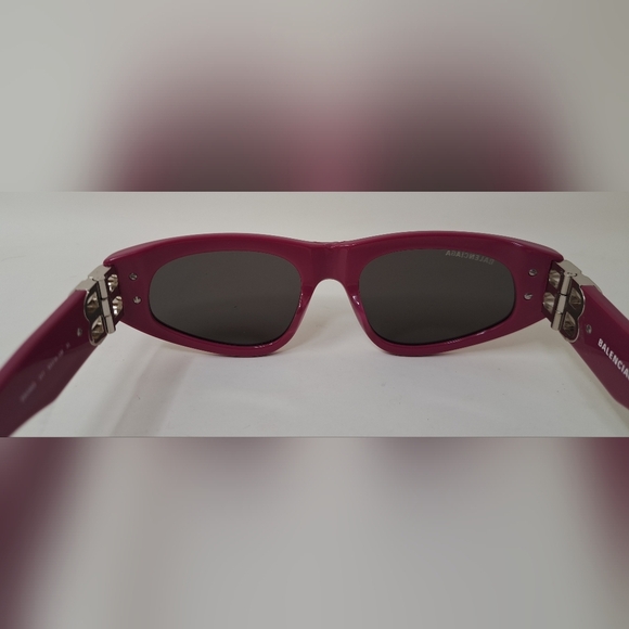 Balenciaga Sunglasses Fuschia Gray BB Temples Oval Cat Eye BB0095S 53-19-135 XL - Picture 14 of 16